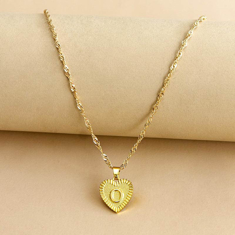 Initial Letter Heart Pendant Necklace