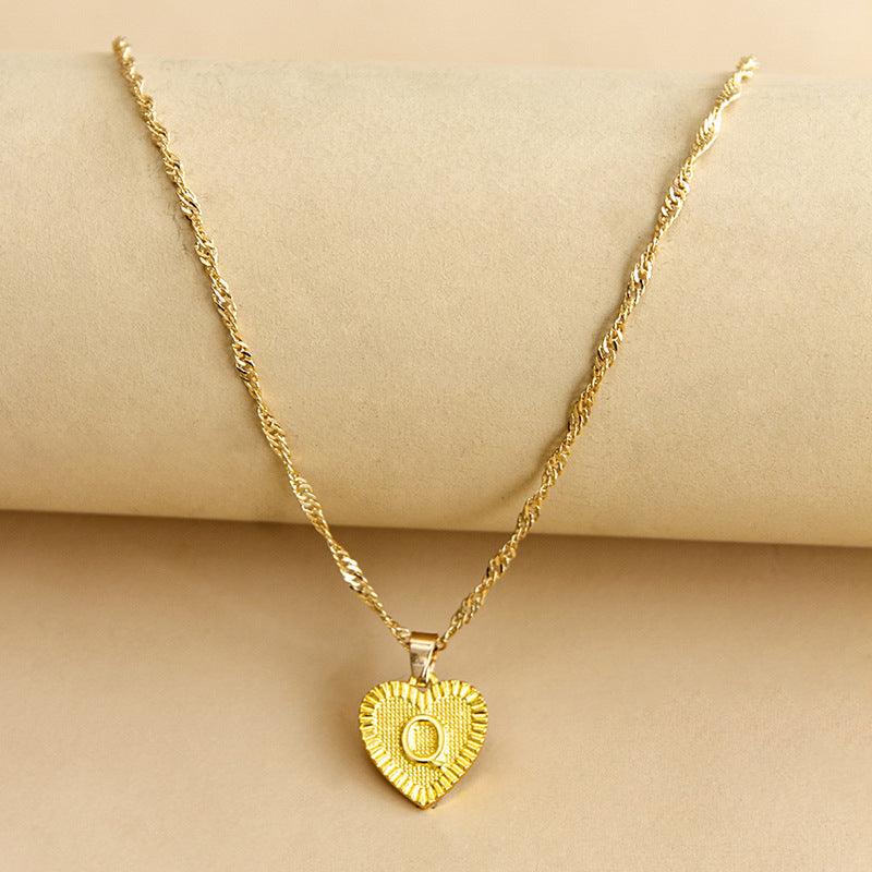 Initial Letter Heart Pendant Necklace