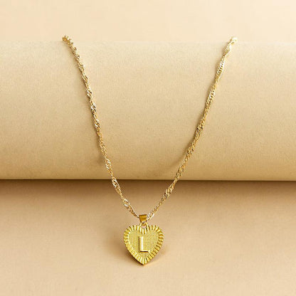 Initial Letter Heart Pendant Necklace